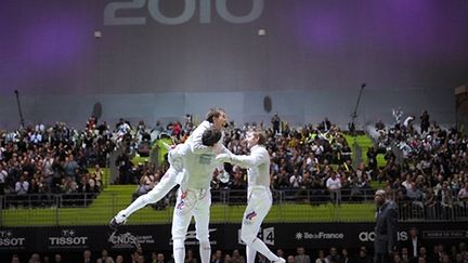 La joie des sabreurs russes en finale des Mondiaux 2010