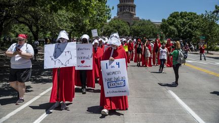 Des manifestantes marchent pour le droit à l'avortement à Austin au Texas, le 29 mai 2021. (SERGIO FLORES / GETTY IMAGES NORTH AMERICA / AFP)