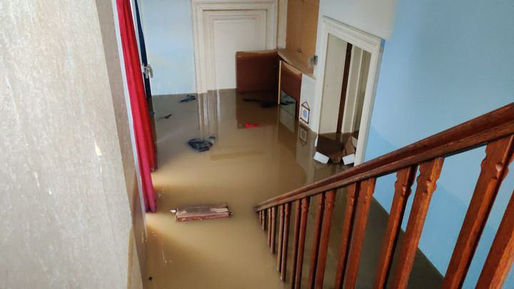 Vue de l'intérieur de la maison de&nbsp;Loïc&nbsp;complètement inondée.&nbsp; (Loïc Collette)