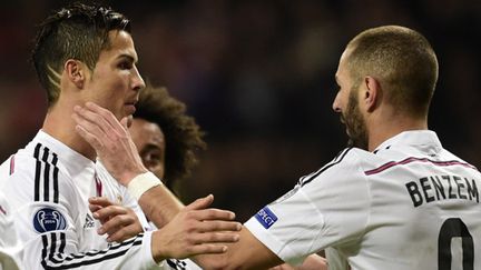 Cristiano Ronaldo et Karim Benzema (Real Madrid-Liverpool) (JAVIER SORIANO / AFP)