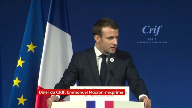 La France va adopter une définition de l'antisémitisme qui intègre l'antisionisme, annonce Emmanuel Macron au dîner du Crif