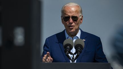 Le président américian Joe Biden, le 20 juillet 2022 à Somerset (Etats-Unis). (JOSEPH PREZIOSO / ANADOLU AGENCY / AFP)