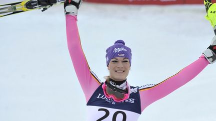 Maria Riesch crée la sensation en devançant Tina Maze (SAMUEL KUBANI / AFP)