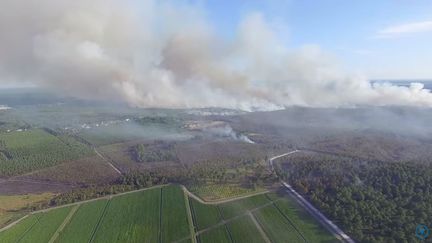 L'incendie de Saint-Jean-d'Illac vu du ciel, le 25 juillet 2015. (CARRIER JORDAN / YOUTUBE)