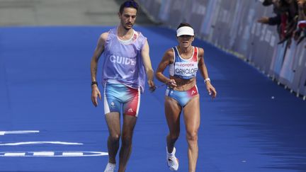 La para-athlète Rosa Murcia Gangloff, lors du marathon des Jeux paralympiques de Paris, le 8 septembre 2024 à Paris. (THOMAS TOUSSAINT / MAXPPP)