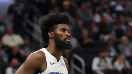 Jonathan Isaac of the Orlando Magic during an NBA game in Milwaukee, April 10, 2024. (STACY REVERE / GETTY IMAGES NORTH AMERICA)