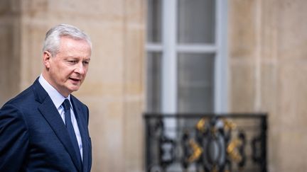 Le ministre de l'Economie Bruno Le Maire quitte le palais de l'Elysée, à Paris, le 12 juin 2024. (XOSE BOUZAS / HANS LUCAS / AFP)