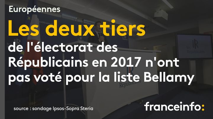 Européennes : les deux tiers de l'électorat des Républicains en 2017 n'ont pas voté pour la liste menée par F.-X. Bellamy (sondage Ipsos-Sopra Steria). (FRANCEINFO / RADIOFRANCE)