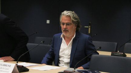 Le président de la LFP Vincent Labrune au Sénat, le 26 juin 2024. (QUENTIN DE GROEVE / HANS LUCAS / AFP)