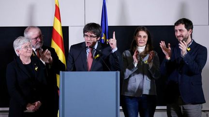 Carles&nbsp;Puigdemont le 21 décembre 2017 à Bruxelles, en Belgique.&nbsp; (FRANCOIS LENOIR / REUTERS)