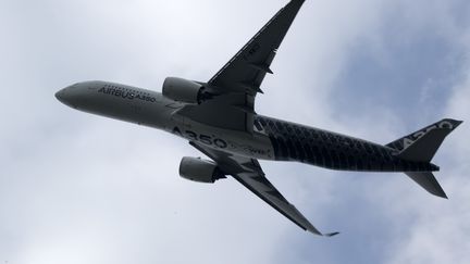 Un airbus A350, comme celui qui a survolé le phare de Cordouan. (BENJAMIN CARLSON / AFP)