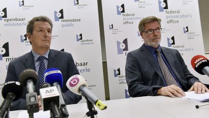 &nbsp; (Photo d’illustration. Les porte-paroles du parquet fédéral belge, Jean-Pascal Thoreau et Eric Van der Sypt © REUTERS/Eric Vidal)