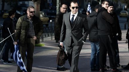 Panayiotis Iliopoulos, d&eacute;put&eacute; du aprti n&eacute;onazi grec Aube Dor&eacute;e, &agrave; Ath&egrave;nes, le 11 janvier 2014. (ARIS MESSINIS / AFP)