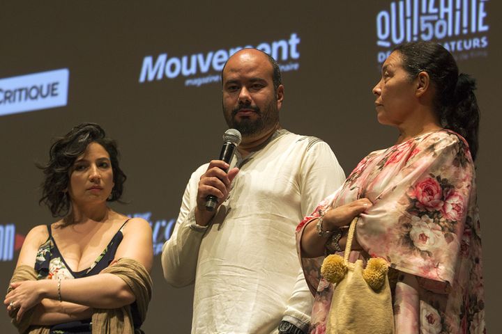 les réalisateurs Cristina Gallego (à gauche)  et Ciro Guera avec la comédienne Carmina Martinez
 (Jean-François Lixon)