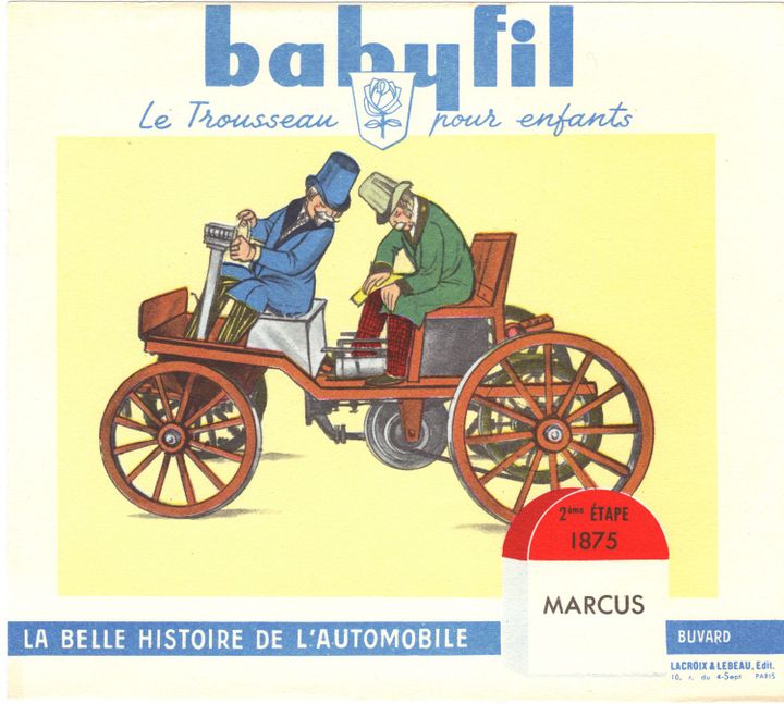 Les Ets Gravereaux vont également faire la promotion de leur marque en s'adressant directement aux enfants. A la fin des années 1950, ils sortent deux séries de buvards publicitaires qui leurs sont destinés. La première série, qui s'adresse aux garçons, est consacrée à L'histoire de l'automobile depuis Cugnot en 1769 jusqu'à la DS 19 en 1957.
 (Musée de la chemiserie)