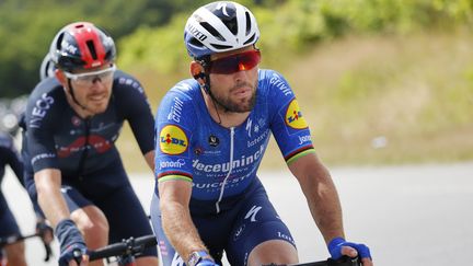 Mark Cavendish dans le peloton lors de la troisième étape du Tour de France, le 28 juin 2021. (THOMAS SAMSON / AFP)