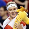 La joueuse de tennis Eugenie Bouchard lors d'un match de Fed Cup entre le Canada et la Slovaquie, le 20 avril 2014 &agrave; Quebec (Canada). (MATHIEU BELANGER / REUTERS)