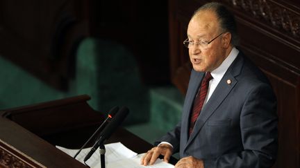 Le pr&eacute;sident de l'Assembl&eacute;e constituante tunisienne lors d'un discours le 25 juillet 2012 &agrave; l'Assembl&eacute;e nationale &agrave; Tunis.&nbsp; (FETHI BELAID / AFP)