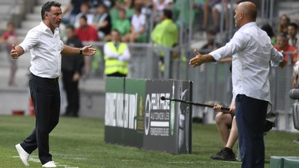 Pascal Dupraz et Christophe Galtier ont vu un mauvais 0-0 (PHILIPPE DESMAZES / AFP)