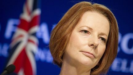 La premi&egrave;re ministre australienne Julia Gillard lors du G20 le 3 novembre 2011 &agrave; Cannes. (LIONEL BONAVENTURE / AFP)