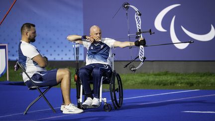 Damien Letulle, anneaux olympiques sur l'avant-bras droit, le 1er septembre 2024 aux Jeux paralympiques de Paris. (GABRIELLE CEZARD / SIPA)