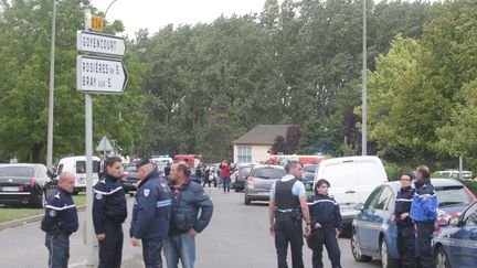 A Roye (Somme), sur les lieux de la fusillade,&nbsp;le 25 ao&ucirc;t 2015. (MAXPPP)