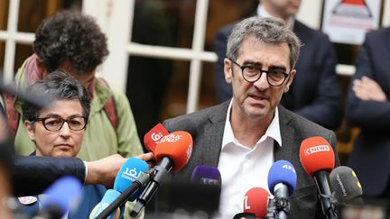 Jean Bassères, provisional administrator of Sciences-Po Paris, May 2, 2024 during a press conference.  (DIMITAR DILKOFF / AFP)