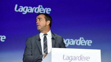 Arnaud Lagardère, le 10 mai 2019 à Paris. (ERIC PIERMONT / AFP)