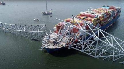 The Francis Scott Key Bridge in Baltimore (United States), March 26, 2024. (NATIONAL TRANSPORTATION SAFETY BOARD / AFP)