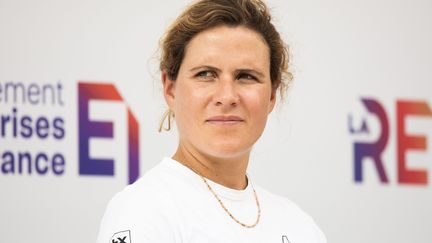 Clarisse Crémer assiste à la conférence d'été du Medef La REF 2022 à l'hippodrome de Longchamp, le 30 Août 2022. (ALEXIS SCIARD / MAXPPP)