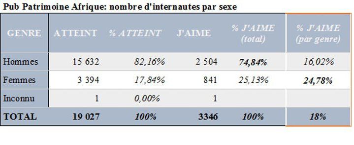 Patrimoine Afrique : nombre d’internautes par sexe (2).  (K. Dieng)