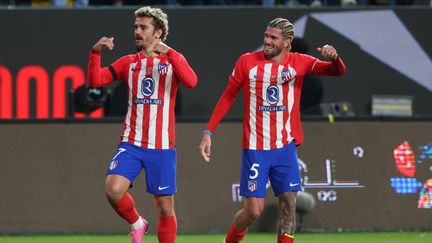 Antoine Griezmann après son 174e but avec l'Atlético de Madrid, le 10 janvier 2024. (FAYEZ NURELDINE / AFP)