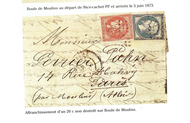 Lettre retrouvée dans une Boule de Moulins, 1873
 (Courtesy of &quot;Paris 1870 Message Secret&quot;)