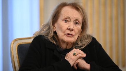 L'écrivaine française Annie Ernaux, Prix Nobel de littérature 2022 à Stockholm le 6 décembre 2022 (ANDERS WIKLUND / TT NEWS AGENCY)