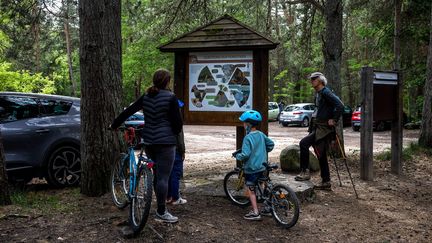 Des promeneurs à la réouverture de la fôret de Fontainebleau, le 12 mai 2020 (MICHAEL BUNEL / LE PICTORIUM / MAXPPP)