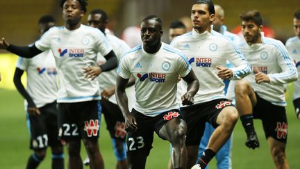 Les joueurs de l'Olympique de Marseille pour le match amical face à l'Olympiacos (VALERY HACHE / AFP)