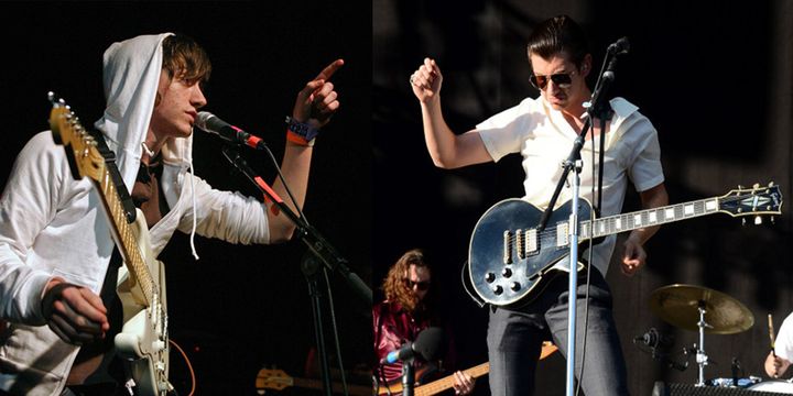 Alex Turner sur scène en 2006 et  en 2014, les années passent, les looks aussi !
 (Montage photo culturebox avec AFP et SIPA)