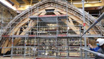 Le chantier de reconstruction de la cathédrale Notre-Dame de Paris (19 novembre 2021) (PH LAVIEILLE / MAXPPP)