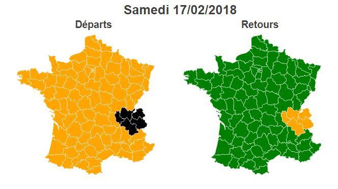 La circulation prévue samedi 17 février 2018 par Bison Futé. (BISON FUTE)