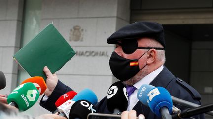 L'ancien policier espagnol José Manuel Villarejo accusé notamment de "corruption", à Madrid le 4 mars 2021. (EMILIO NARANJO / EFE / MAXPPP)