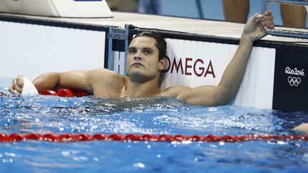 Florent Manaudou, après sa seconde place en finale du 50 m nage libre, aux Jeux olympiques de Rio (Brésil), le 12 août 2016. (ODD ANDERSEN / AFP)