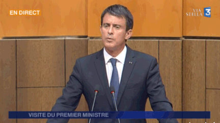 &nbsp; (Manuel Valls ce lundi devant l'Assemblée de Corse © Capture d'écran France 3 via Stella)