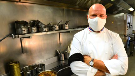 Philippe Etchebest, chef du restaurant "Le Quatrième mur" à Bordeaux (Gironde), en colère contre le pass sanitaire. (MEHDI FEDOUACH / AFP)