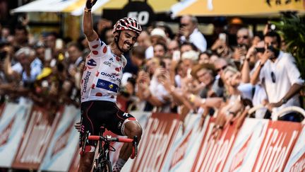 Le Français Julian Alaphilippe (Quick-Step), vainqueur de la 16e étape du Tour 2018 (PHILIPPE LOPEZ / AFP)