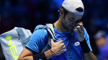 Matteo Berrettini a été contraint à l'abandon face à Alexander Zverev, dimanche 14 novembre. (MARCO BERTORELLO / AFP)