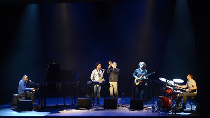 Ray Lema, Irving Acao, Sylvain Gontard, Gilles Coquard &amp; Nicolas Viccaro au Festival Jazz  Altitude (Briançon - Jan.2014)
 (Gil Deluermoz)