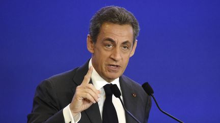 Nicolas Sarkozy lors d'une convention du parti Les Républicains à Paris, le 9 mars 2016. (DOMINIQUE FAGET / AFP)