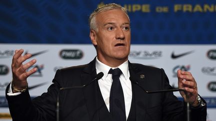 Le s&eacute;lectionneur de l'&eacute;quipe de France, Didier Deschamps, le 13 mai 2014 &agrave; Boulogne-Billancourt (Hauts-de-Seine). (FRANCK FIFE / AFP)