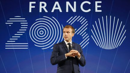 Emmanuel Macron lors du lancement du plan "France 2030", à Paris le 12 octobre 2021 (LUDOVIC MARIN / POOL)