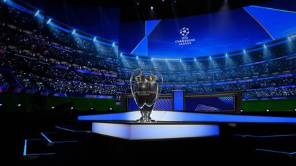 The Champions League trophy during the draw for the 2024-2025 league phase, in Monaco, on August 29, 2024. (GREGORIO BORGIA/SIPA)